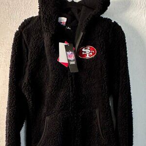 San Francisco 49ers Pajamas Womens XL Black Sherpa One Piece NFL Licensed
